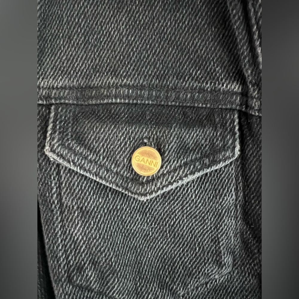 Ganni Washed Black Denim Mini Dress - Picture 5 of 6